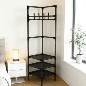 Multi-Functional Corner Hanger with Shoe Rack Hook & Sturdy Carbon Frame